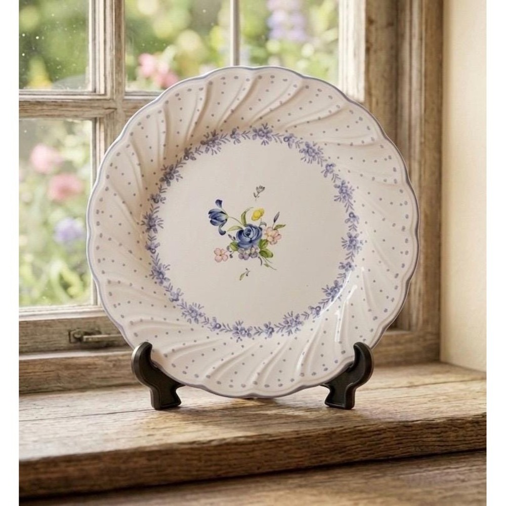Nikko Blue Peony Set of 4 Porcelain Dessert/Salad Plates 7 3/4 inch -Japan